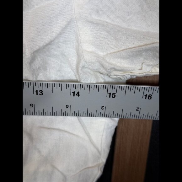 Free People Top Small Womens White Button Cropped Linen Button Front - Picture 3 of 7